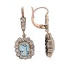 Art Deco Aquamarine and Diamond Drop Cluster Earrings