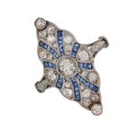 Edwardian Sapphire and Diamond Marquise Shaped Cluster Ring