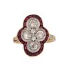 Art Deco Ruby and Diamond Fancy Cluster Ring