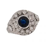 Art Deco Stunning Sapphire and Diamond Ring