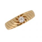 Gold Diamond Solitaire Fluted Ring