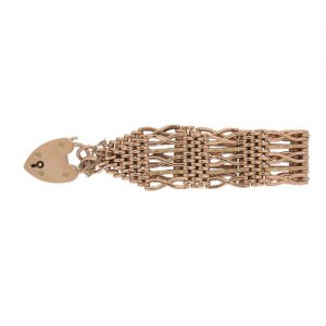 Victorian Classic Gold Gate link Bracelet With Padlock