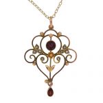 Victorian Gold Garnet And Pearl Pendant