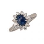 Pre Owned Sapphire and Diamond Cluster Ring