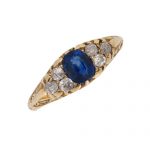 Victorian Sapphire and Diamond Half Hoop Ring