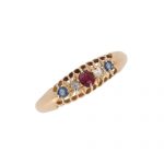 Edwardian Diamond Ruby and Sapphire Patriotic Ring