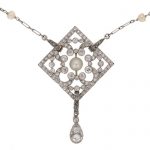 Edwardian Pearl and Diamond Platinum Pendant