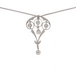 Edwardian White Gold Diamond Foliate Pendant