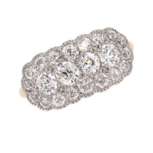 Edwardian Diamond Pave Set Cluster Ring