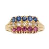 Edwardian Gold Ruby Diamond and Sapphire Patriotic Ring