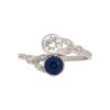 Edwardian Sapphire and Diamond Cross Over Ring
