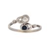 Edwardian Sapphire and Diamond Cross Over Ring