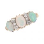 Victorian Opal and Diamond Half Hoop Ring
