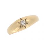 Victorian Gold Diamond Solitaire Gypsy Ring