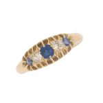 Edwardian Sapphire and Diamond Half Hoop Ring