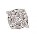 Art Deco Platinum Diamond Plaque Ring