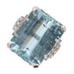 Pre Owned Aquamarine and Diamond Cocktail Ring
