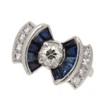Art Deco Sapphire and Diamond Cluster Bow Ring