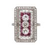 Art Deco Ruby and Diamond Panel Cluster Ring