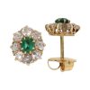 Victorian Gold Emerald and Diamond Cluster Stud Earrings