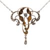 Art Nouveau Gold Enamel Pearl and diamond Necklet
