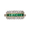 Edwardian Emerald and Diamond Half Hoop Ring