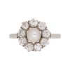 Edwardian Pearl and Diamond Daisy Cluster Ring