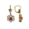 Pre Owned Ruby and Diamond Cluster Drop Earrings