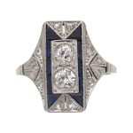 Art Deco Sapphire and Diamond Fancy Cocktail Ring