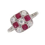Pre Owned Ruby and Diamond Cluster Ring