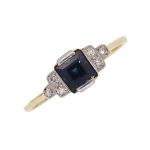 Art Deco Sapphire and Diamond Fancy Ring