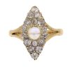 Victorian Marquise Moonstone and Diamond Cluster Ring