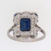 Art Deco Sapphire And Diamond Cluster Ring
