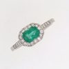 Pre Owned Emerald And Diamond Cluster ring