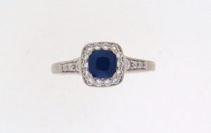 Pre Owned Sapphire And Diamond Cluster Ring