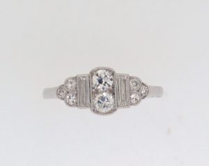 Art Deco Platinum Diamond Cluster Ring