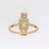 Art Deco 18ct Gold Fingerline Three Stone Diamond Ring