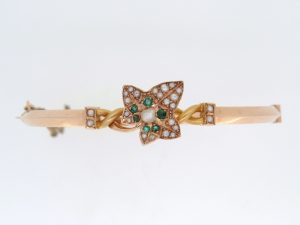 Victorian Emerald and Pearl Ivy Leaf Bangle