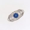 Art Deco Sapphire and Diamond cluster ring