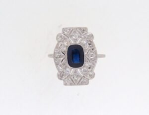 Art Deco Sapphire And Diamond Plaque Ring