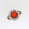 Victorian Fire Opal And Diamond Cluster Ring