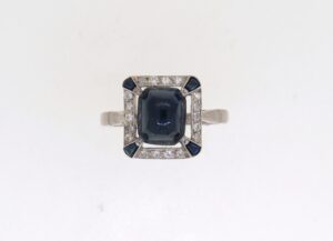 Art Deco Sapphire And Diamond Cluster Ring