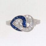 1920's Sapphire And Diamond Double Heart Ring