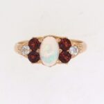 Pre Owned Opal, Garnet And Diamond Dress Ring