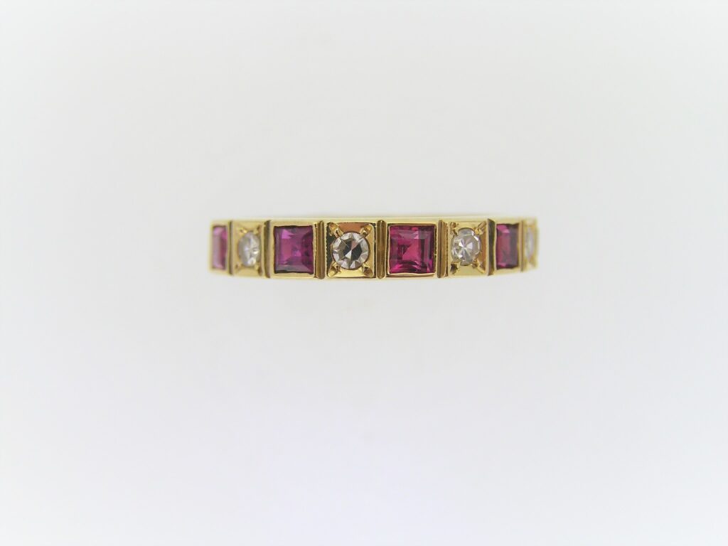 Pre Owned Ruby And Diamond Half Eternity Ring