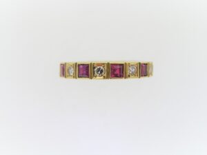Pre Owned Ruby And Diamond Half Eternity Ring