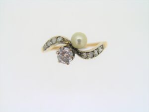 Victorian Pearl And Diamond Twist Ring