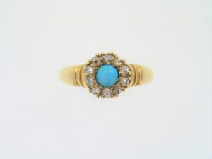 Victorian Turquoise And Diamond Cluster Ring